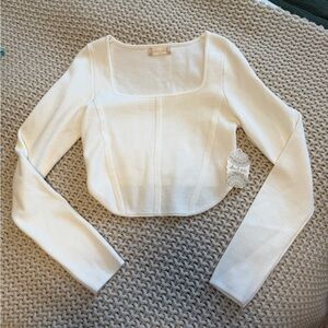 Altar'd State Cream Long Sleeve Crop Top
